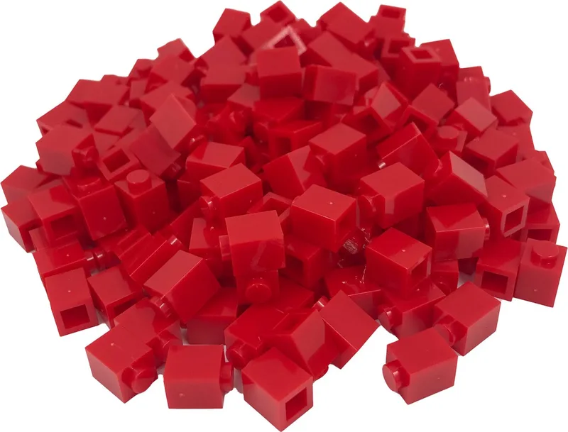 200 Bouwstenen 1x1 | Compatibel met Lego Classic | Keuze uit vele kleuren | SmallBricks by SmallBricks in Rood – product photo