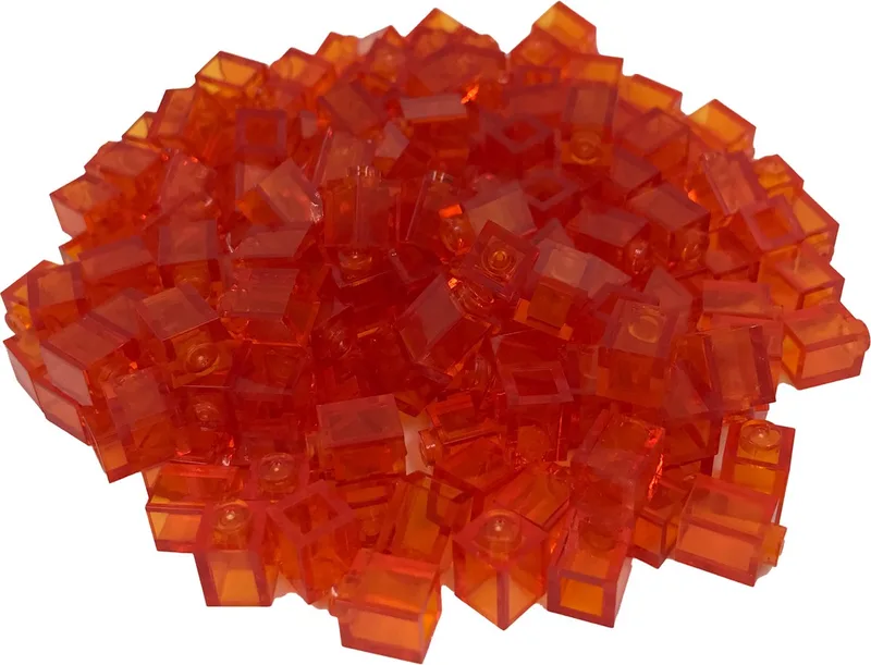200 Bouwstenen 1x1 | Compatibel met Lego Classic | Keuze uit vele kleuren | SmallBricks van SmallBricks in Transparant Oranje – productfoto
