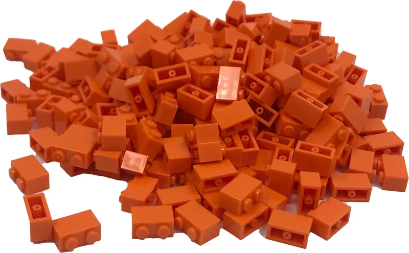 200 Bouwstenen 1x2 | Compatibel met Lego Classic | Keuze uit vele kleuren | SmallBricks by SmallBricks in Oranje – product photo