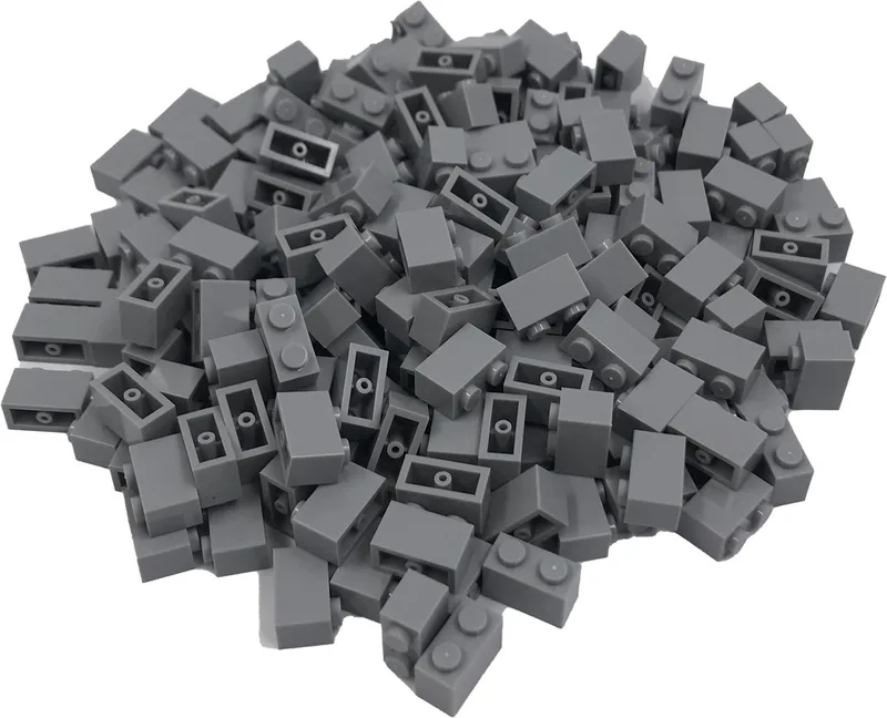 200 Bouwstenen 1x2 | Compatibel met Lego Classic | Keuze uit vele kleuren | SmallBricks by SmallBricks in Lichtgrijs – product photo