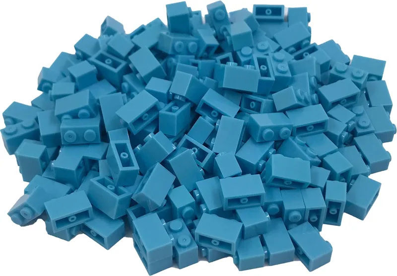 200 Bouwstenen 1x2 | Compatibel met Lego Classic | Keuze uit vele kleuren | SmallBricks by SmallBricks in Lichtblauw – product photo
