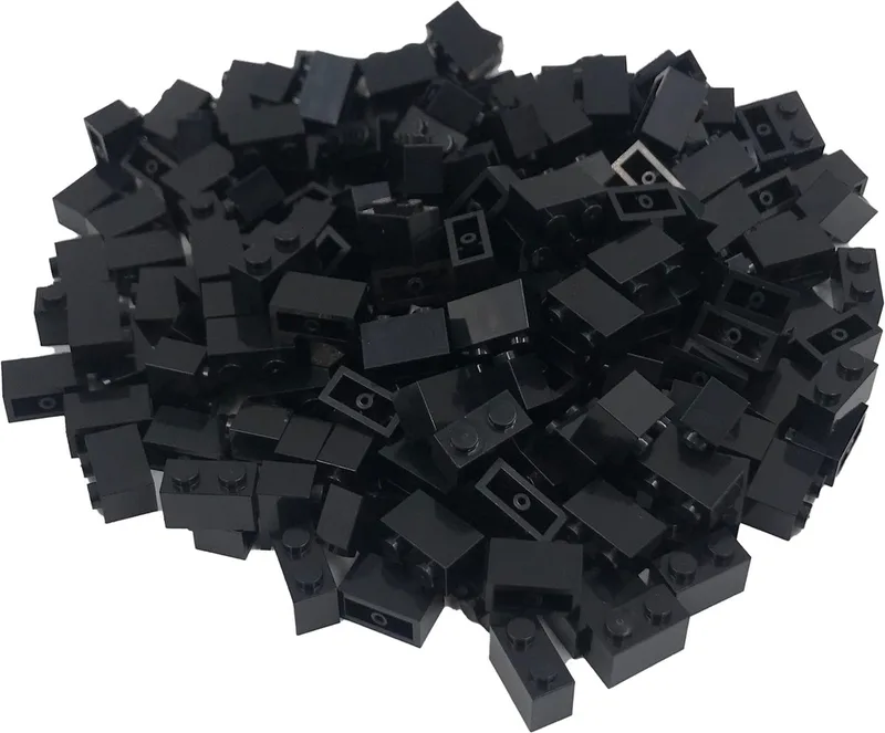 200 Bouwstenen 1x2 | Compatibel met Lego Classic | Keuze uit vele kleuren | SmallBricks by SmallBricks in Zwart – product photo