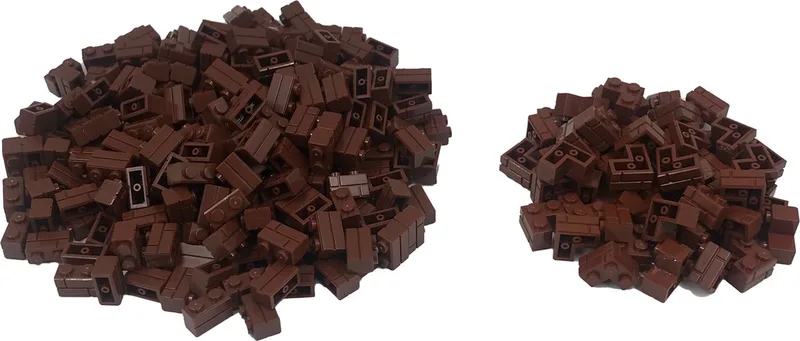 200 Bouwstenen 1x2 steenmotief + 50 hoekstukken | Compatibel met Lego Classic | Keuze uit vele kleuren | SmallBricks by SmallBricks in Bruin – product photo