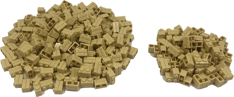 200 Bouwstenen 1x2 steenmotief + 50 hoekstukken | Compatibel met Lego Classic | Keuze uit vele kleuren | SmallBricks von SmallBricks in Tan – Produktfoto