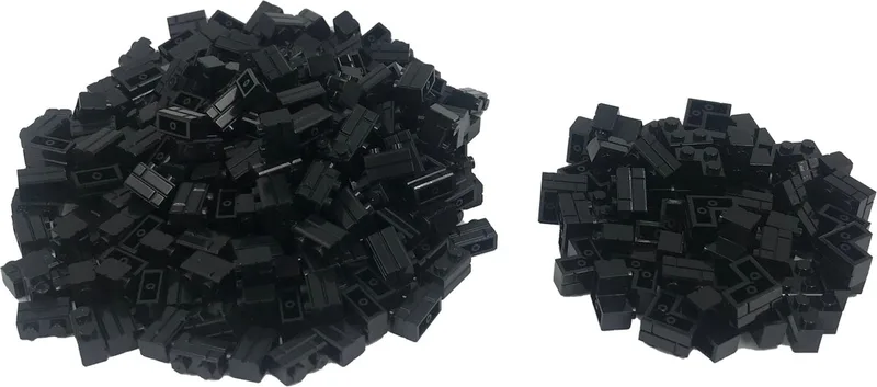200 Bouwstenen 1x2 steenmotief + 50 hoekstukken | Compatibel met Lego Classic | Keuze uit vele kleuren | SmallBricks de SmallBricks en Zwart – photo du produit