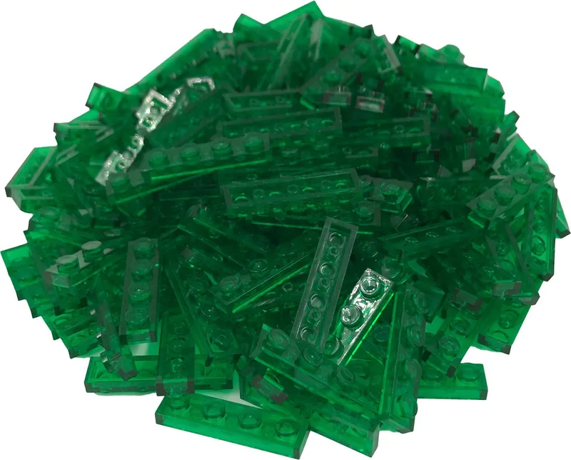 200 Bouwstenen 1x4 plate | Compatibel met Lego Classic | Keuze uit vele kleuren | SmallBricks by SmallBricks in Transparant Groen – product photo