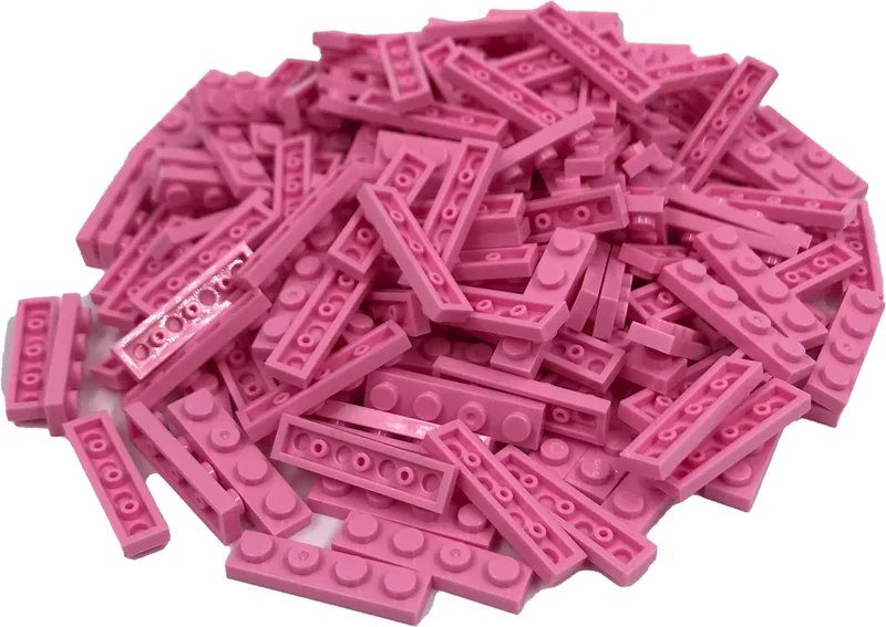 200 Bouwstenen 1x4 plate | Compatibel met Lego Classic | Keuze uit vele kleuren | SmallBricks by SmallBricks in Roze – product photo