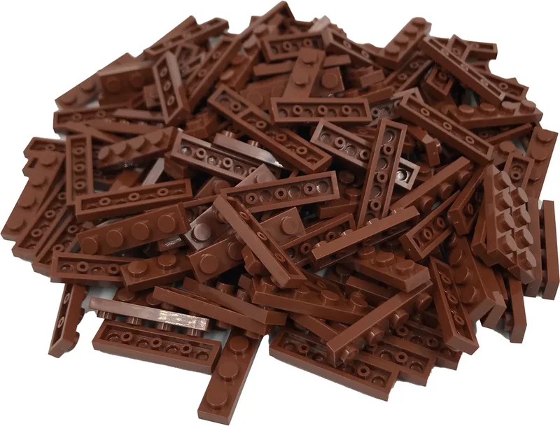 200 Bouwstenen 1x4 plate | Compatibel met Lego Classic | Keuze uit vele kleuren | SmallBricks by SmallBricks in Bruin – product photo