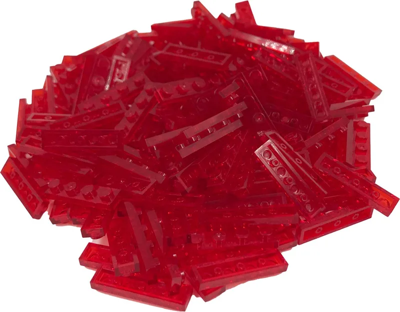 200 Bouwstenen 1x4 plate | Compatibel met Lego Classic | Keuze uit vele kleuren | SmallBricks von SmallBricks in Transparant Rood – Produktfoto