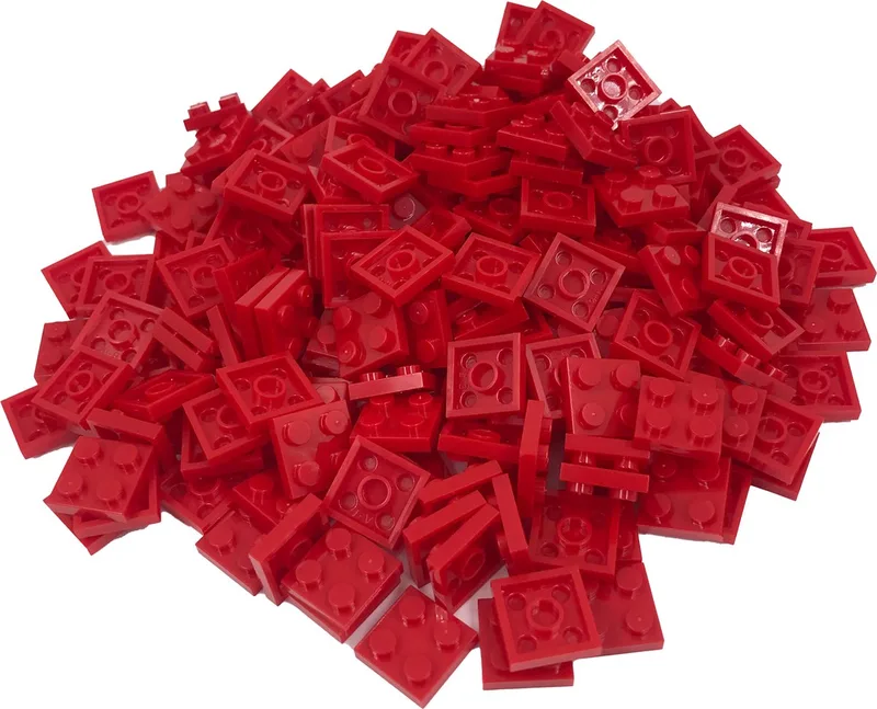 200 Bouwstenen 2x2 plate | Compatibel met Lego Classic | Keuze uit vele kleuren | SmallBricks by SmallBricks in Rood – product photo
