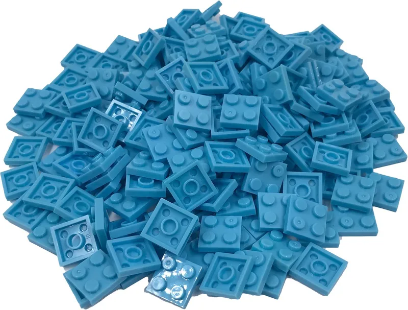 200 Bouwstenen 2x2 plate | Compatibel met Lego Classic | Keuze uit vele kleuren | SmallBricks de SmallBricks en Lichtblauw – photo du produit