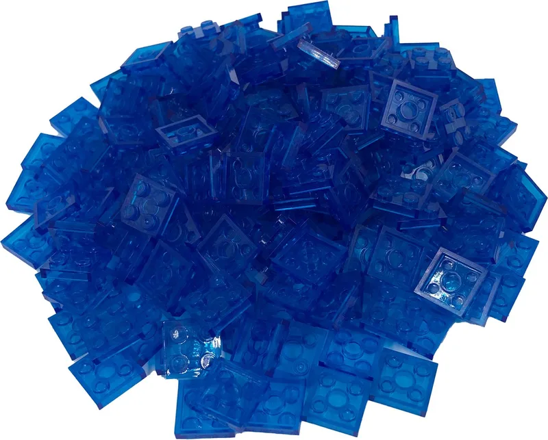 200 Bouwstenen 2x2 plate | Compatibel met Lego Classic | Keuze uit vele kleuren | SmallBricks von SmallBricks in Transparant Blauw – Produktfoto