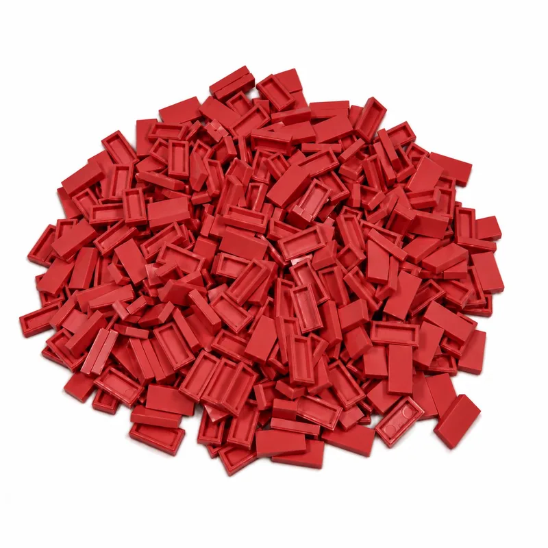 300 Bouwstenen 1x2 tile | Compatibel met Lego Classic | Keuze uit vele kleuren | SmallBricks van SmallBricks in Rood – productfoto