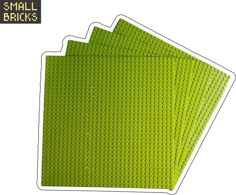 Set van 4 bouwplaten / grondplaten 32x32 noppen, 25cm x 25cm | Keuze uit 15 kleuren | Geschikt voor LEGO | SmallBricks von SmallBricks in Lime – Produktfoto