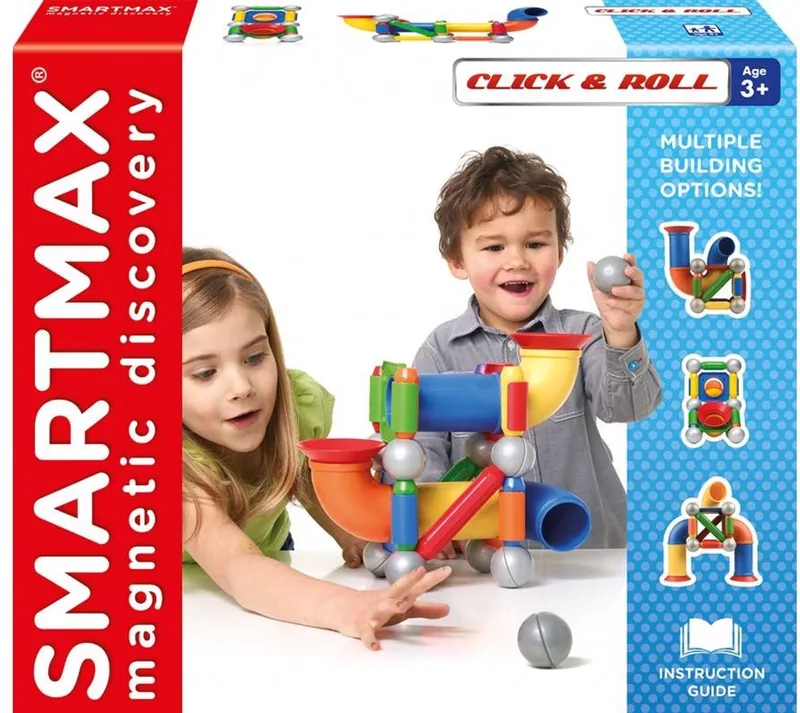 Click & Roll - Magnetische Ballenbaan - 30-Delige Bouwset met Buizen en Staven - Educatief Speelgoed voor Kleuters - Vanaf 3 Jaar von SmartMax in Rot – Produktfoto