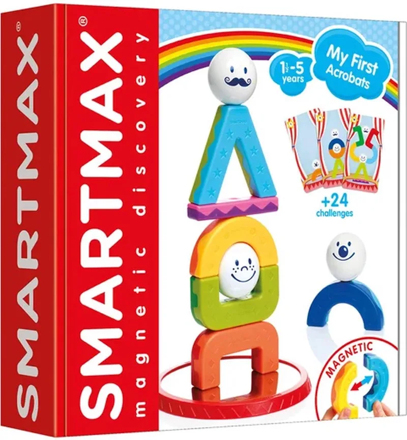 My First Acrobats - Magnetisch Sensorisch Speelgoed - Bouwset met Opdrachtenkaarten - Educatief Speelgoed voor Peuters - Vanaf 1 Jaar by SmartMax in Multicolour – product photo
