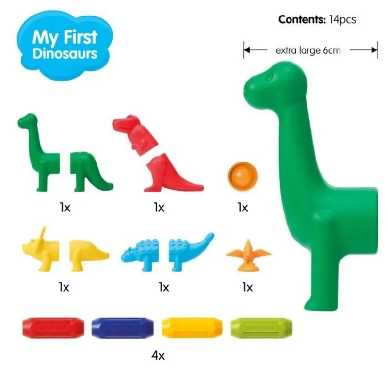 My First Dinosaurs - Magnetische Dinosauriërs - 14-Delige Bouwset met Zachte Elementen - Educatief Speelgoed voor Peuters - Vanaf 1 Jaar by SmartMax in Green – product photo 2 of 6