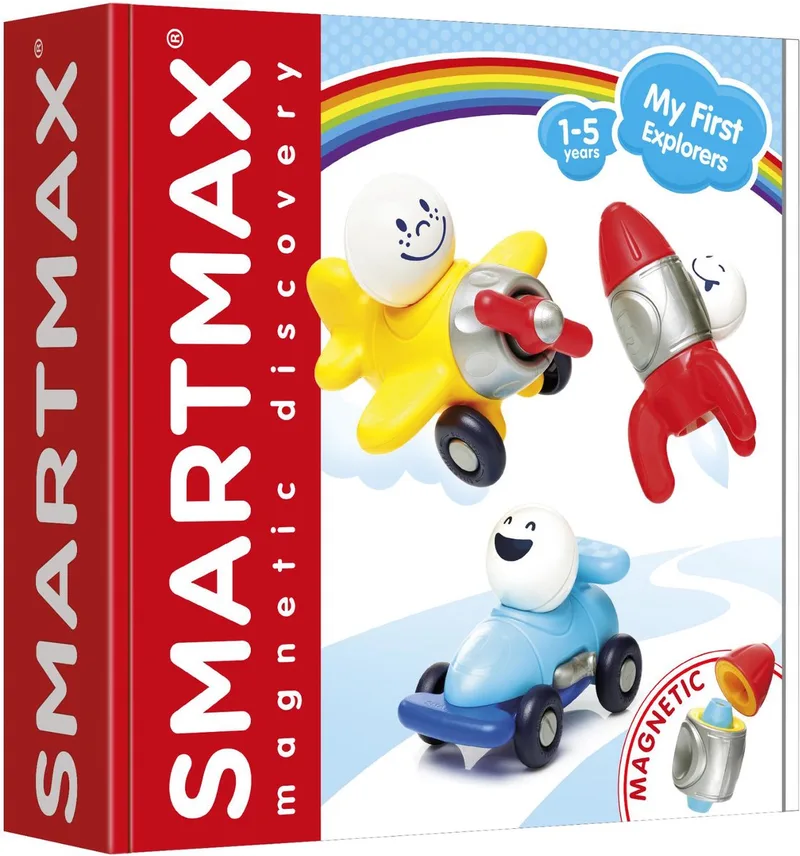 My First Explorers - Magnetische Auto en Vliegtuig Bouwen - Bouwset met Korte en Lange Staven - Educatief Speelgoed voor Peuters - Vanaf 1 Jaar by SmartMax in Multicolour – product photo