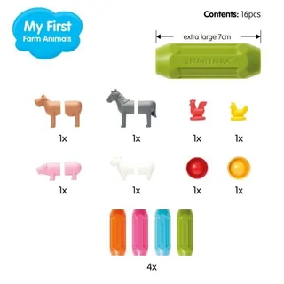 My First Farm Animals - Magnetische Boerderijdieren - 16-Delige Bouwset met Zachte Elementen - Educatief Speelgoed voor Peuters - Vanaf 1 Jaar von SmartMax in Grün – Produktfoto 3 von 4