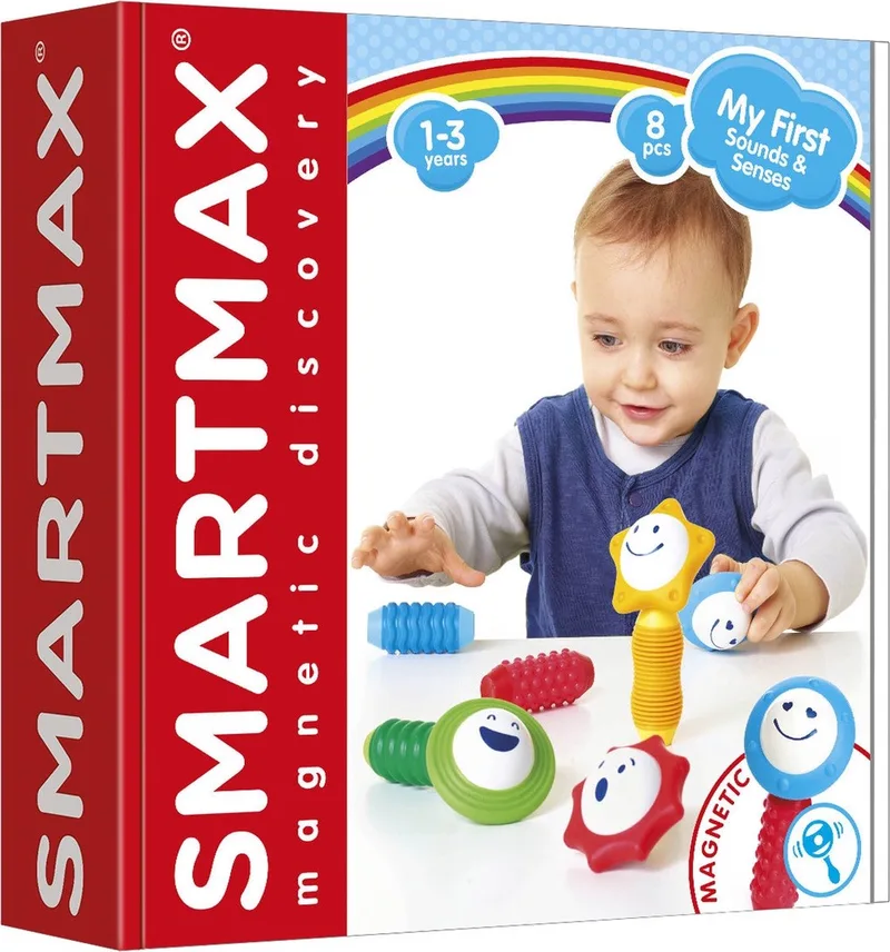 My First Sounds & Senses - Magnetisch Sensorisch Speelgoed - 8-Delige Bouwset met Geluid en Structuur - Educatief Speelgoed voor Peuters - Vanaf 1 Jaar by SmartMax in Red – product photo