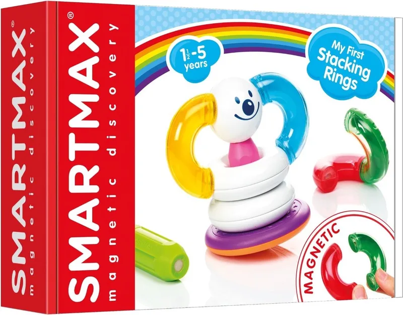 My First Stacking Rings - Magnetische Stapelringen - Bouwset met Dubbelzijdige Wiebelbasis - Educatief Speelgoed voor Peuters - Vanaf 1 Jaar by SmartMax in Multicolour – product photo