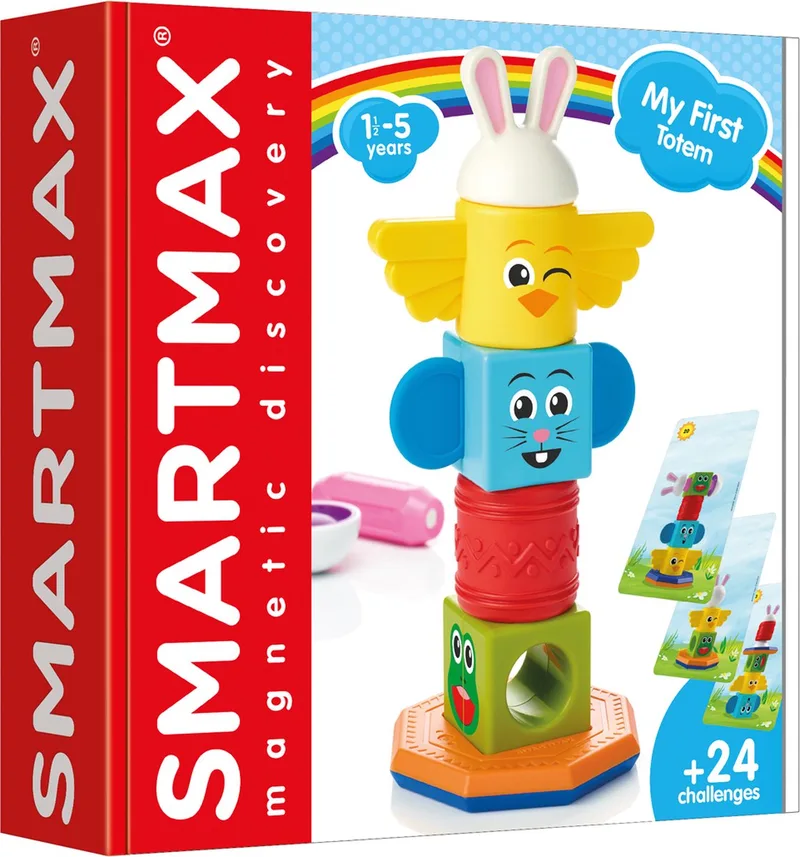 My First Totem - Magnetisch Sensorisch Speelgoed - 8-Delige Stapelset met Geluid en Textuur - Educatief Speelgoed voor Peuters - Vanaf 1 Jaar by SmartMax in Multicolour – product photo