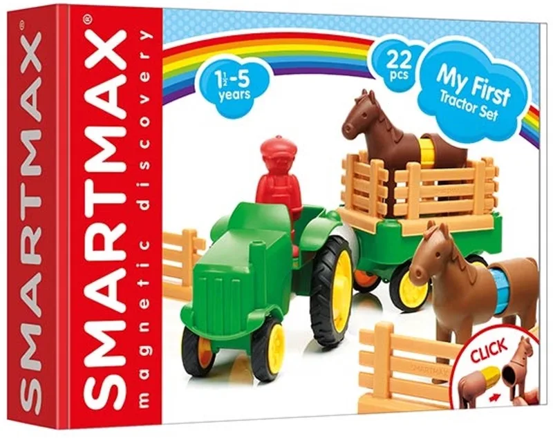 My First Tractor Set - Magnetische Tractor en Paarden - 22-Delige Bouwset - Educatief Speelgoed voor Peuters - Vanaf 1 Jaar by SmartMax in Multicolour – product photo