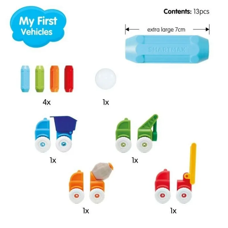 My First Vehicles - Magnetische Voertuigen - 13-Delige Bouwset met Zachte Elementen - Educatief Speelgoed voor Peuters - Vanaf 1 Jaar von SmartMax in Mehrfarbig – Produktfoto 2 von 4