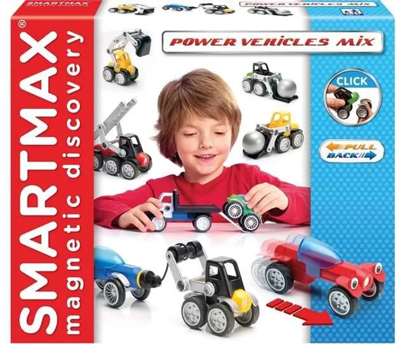 Power Vehicles - Magnetische Voertuigen en Werkwagens - 26-Delige Bouwset - Educatief Speelgoed voor Kleuters - Vanaf 3 Jaar by SmartMax in Red – product photo