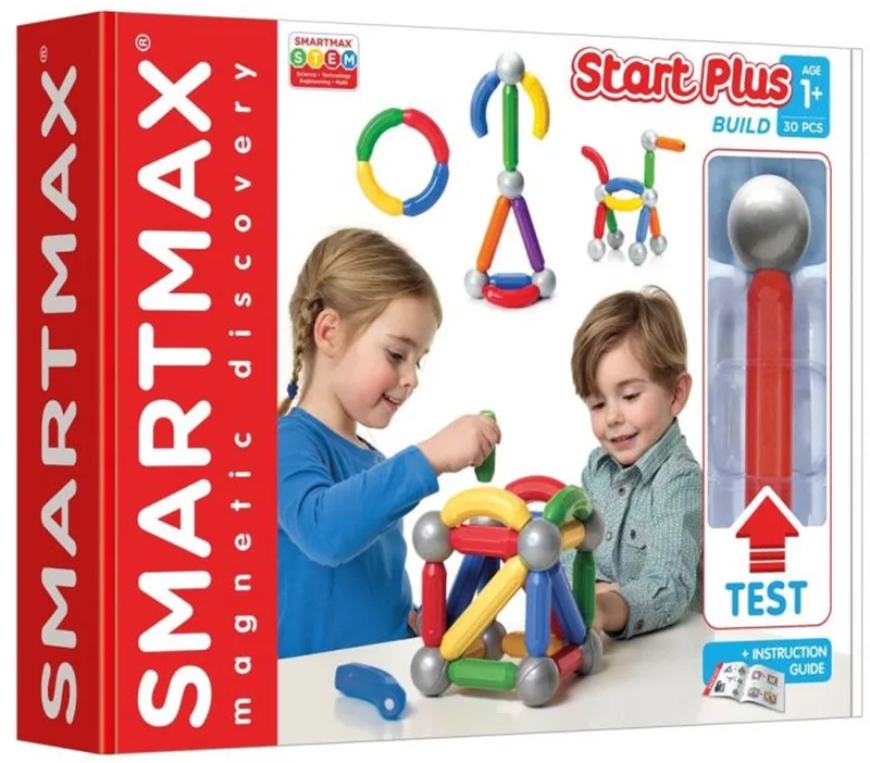 Start Plus - Magnetisch Bouwspeelgoed - 30-Delige Basisset met Gebogen Staven - Educatief Speelgoed voor Peuters en Kleuters - Vanaf 1 Jaar by SmartMax in Multicolour – product photo