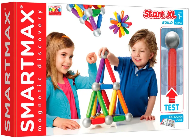 Start XL - Magnetisch Bouwspeelgoed - 42-Delige Basisset met Grote Elementen - Educatief Speelgoed voor Peuters en Kleuters - Vanaf 1 Jaar by SmartMax in Red – product photo