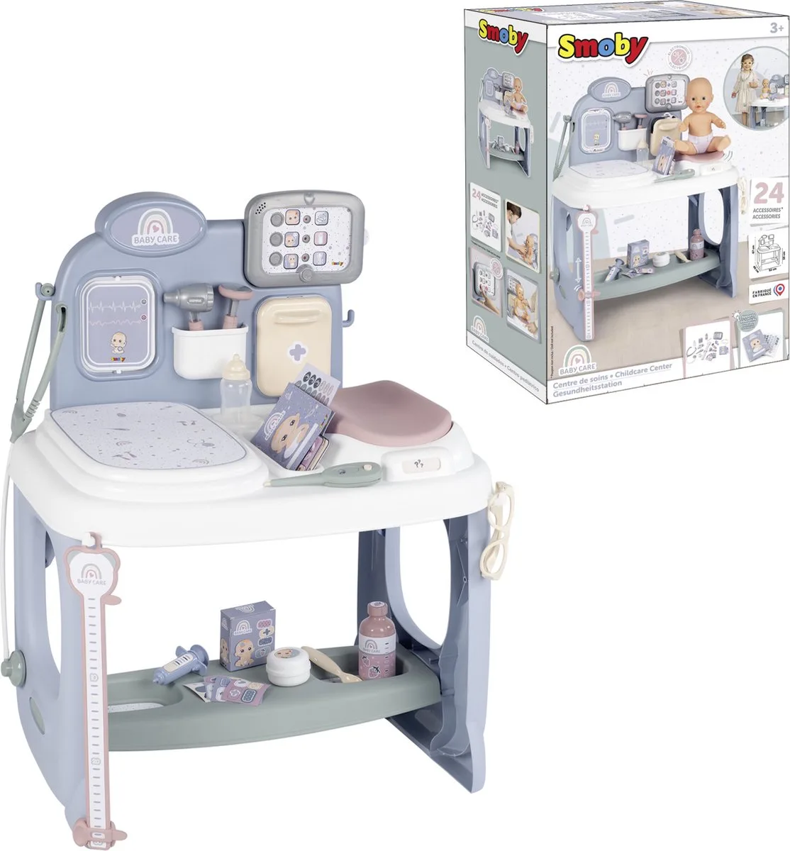 Baby Care Zorgcentrum - Dokter - Poppen - Vanaf 3 jaar. van Smoby in Blauw – productfoto