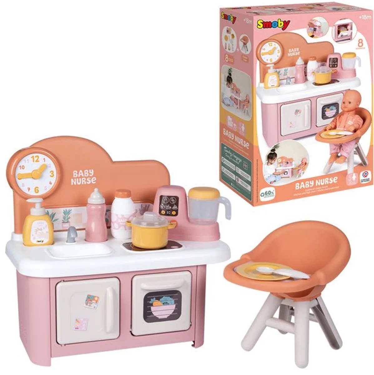 Babyverzorgster - Keuken en kinderstoel - Vanaf 1 jaar - Gemaakt in Frankrijk fra Smoby i Gul – produktbillede