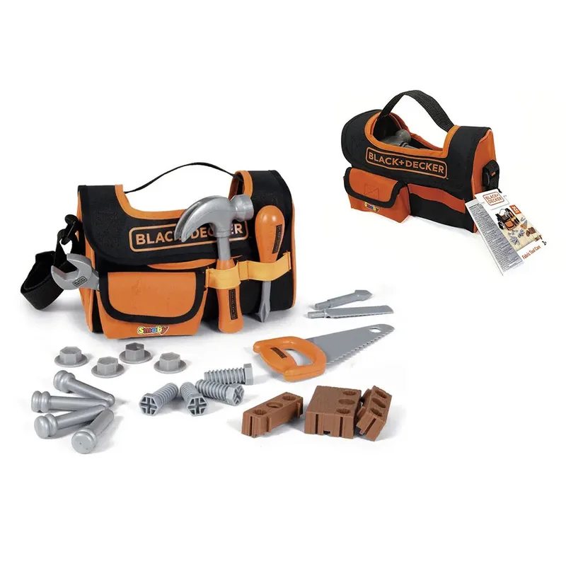Black & Decker speelgoed gereedschapstas met accessoires, 21-delig. van Smoby in Zwart – productfoto 2 van 3