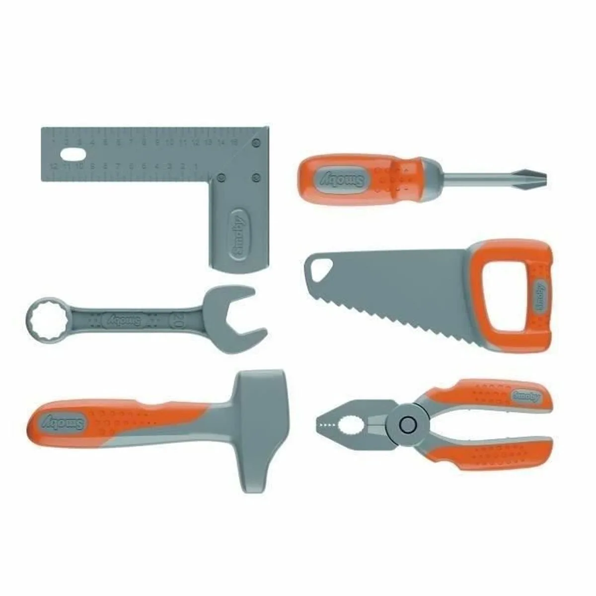 Black & Decker Speelgoedgereedschapskoffer rollenspel - hamer, zaag, schroevendraaier, kniptang, steeksleutel, winkelhaak från Smoby i Flerfärgad – produktbild
