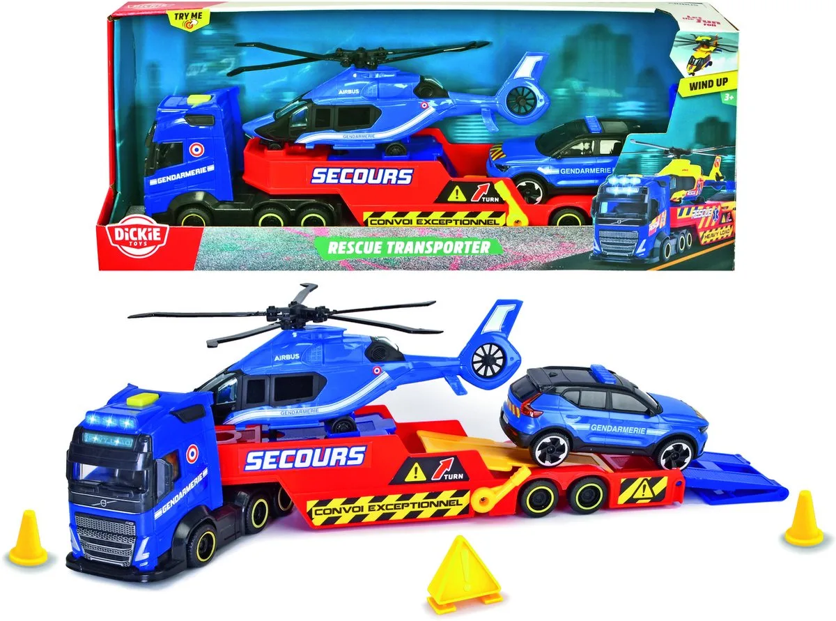 Dickie - 40 cm transportwagen + helikopter + rijkswachtvoertuig - vanaf 3 jaar från Smoby i Flerfärgad – produktbild