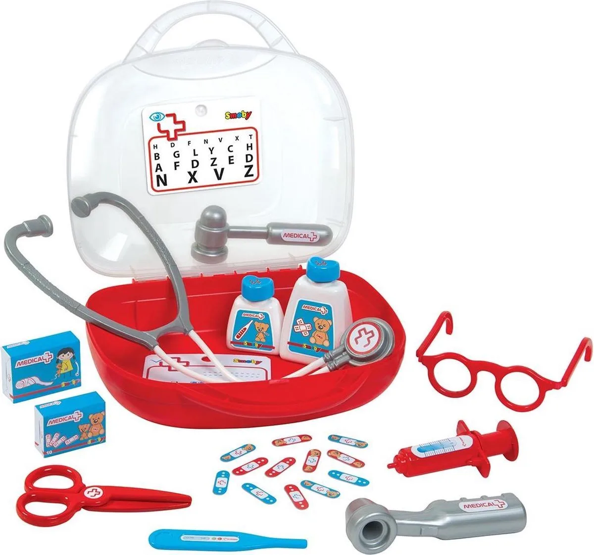 Dokterskoffer - 13-Delig - Inclusief Stethoscoop en Thermometer - Duurzaam en Veilig - Veel Speelplezier de Smoby en Rouge – photo du produit