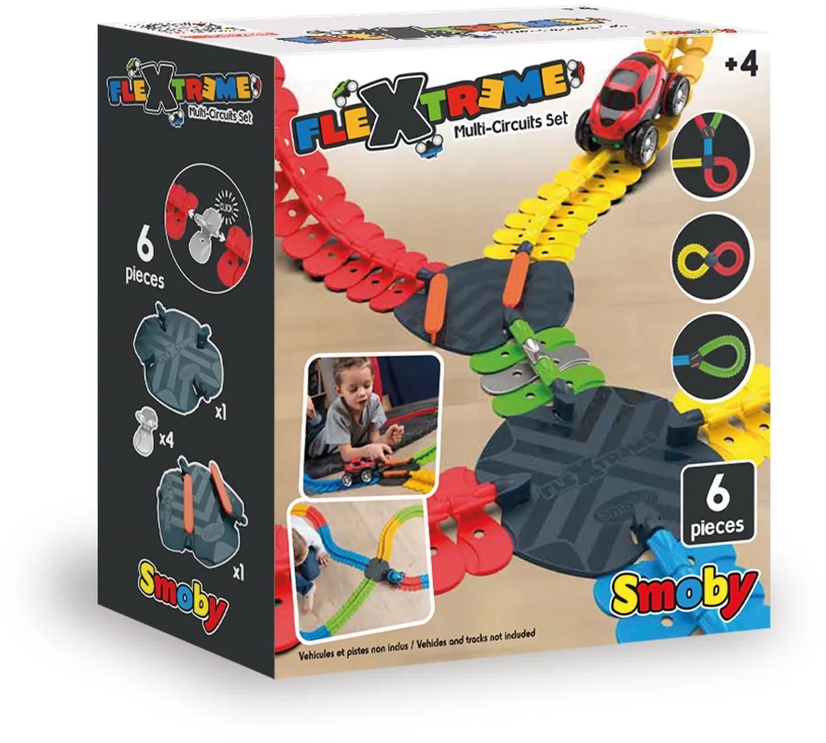 FleXtreme - kruising, omgekeerde delen - Flexibel circuit - Vanaf 4 jaar - Racebaanonderdeel de Smoby en Wissel – photo du produit