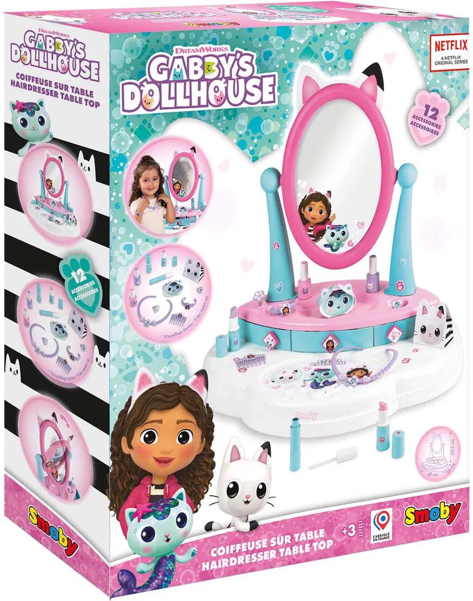 Gabby's Poppenhuis kaptafel speelgoedset met accessoires - 12-delig. by Smoby in Multicolour – product photo