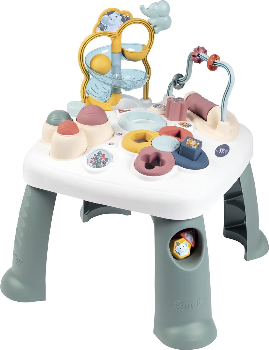 Little Smoby - Activiteiten tafel - met vormensorteerder, telraam, 3 klankpinets, spiegel, roller, balspel van Smoby in Groen – productfoto