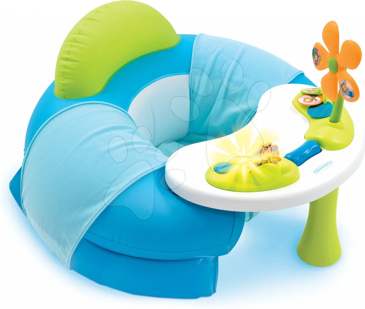 Little Smoby Cosy Seat met activity center opblaaszitje van Smoby in Blauw – productfoto
