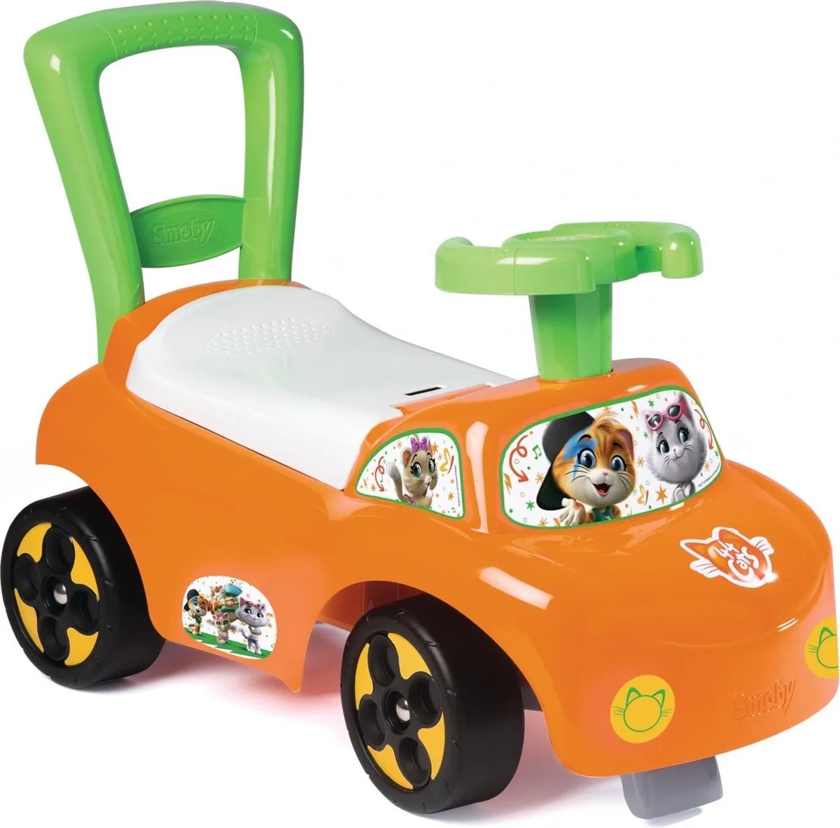 Loopauto 44 Cats Smoby Ride-on babywalker oranje + veiligheidsstop fra Smoby i Oranje groen – produktbillede