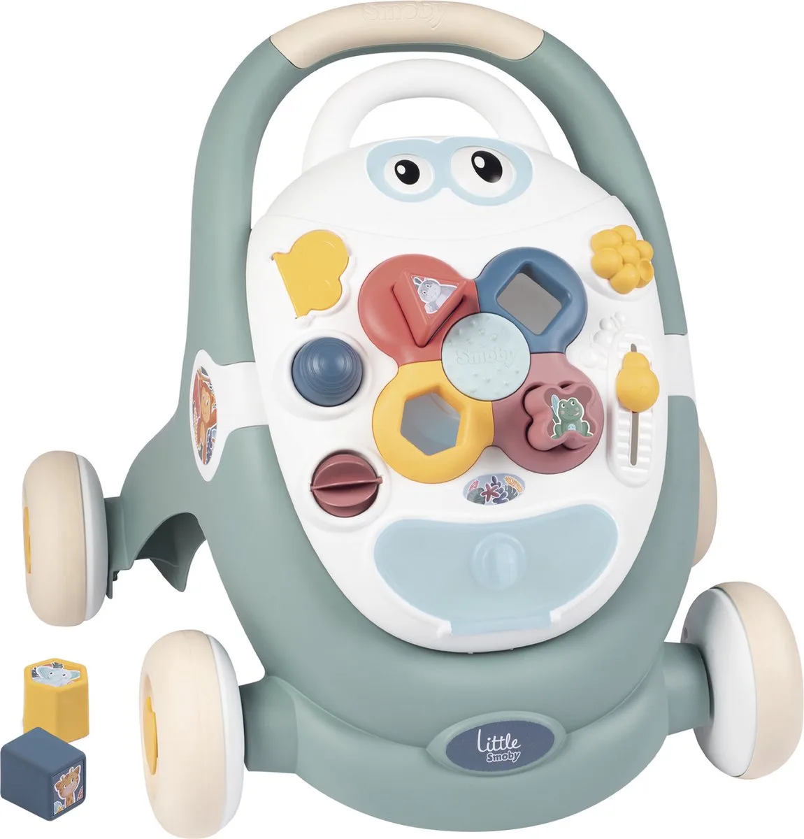 looptrainer - Little Smoby - 3-in-1 Babywalker - loopwagen - activiteitentablet van Smoby in Groen – productfoto