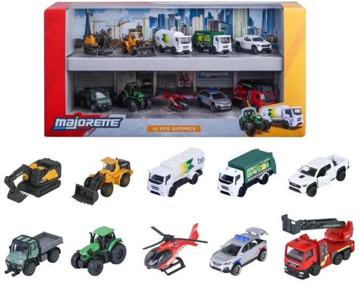 MAJORETTE - Majo City 10 stuks geschenkverpakking - vanaf 3 jaar från Smoby i Flerfärgad – produktbild