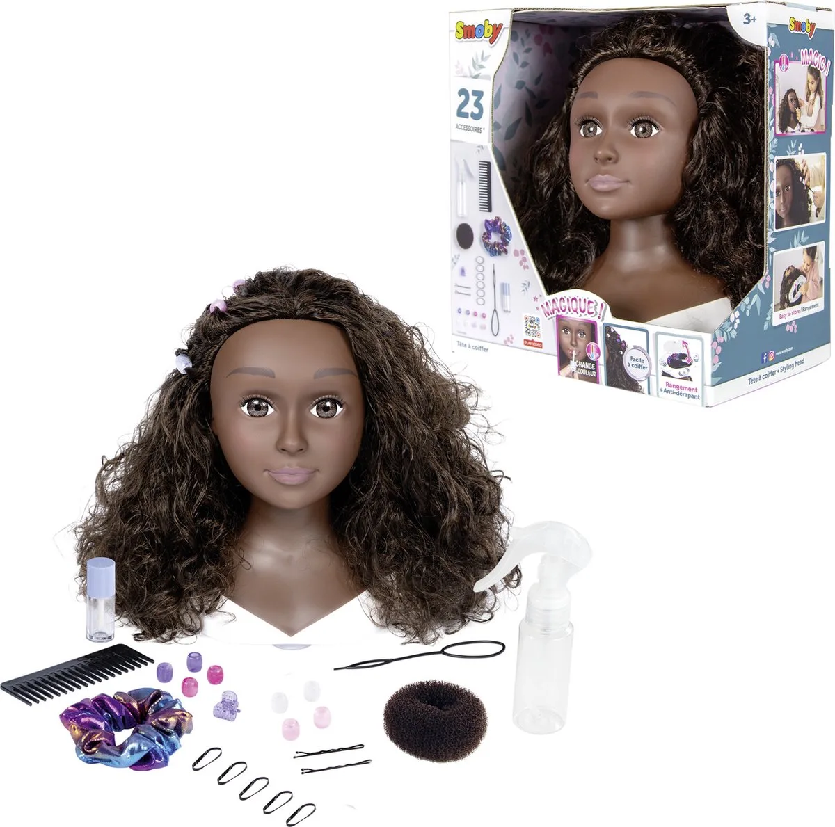 My Beauty Afro Styling Head - Kaphoofd - 23 Accessoires - Vanaf 3 jaar van Smoby in Bruin – productfoto