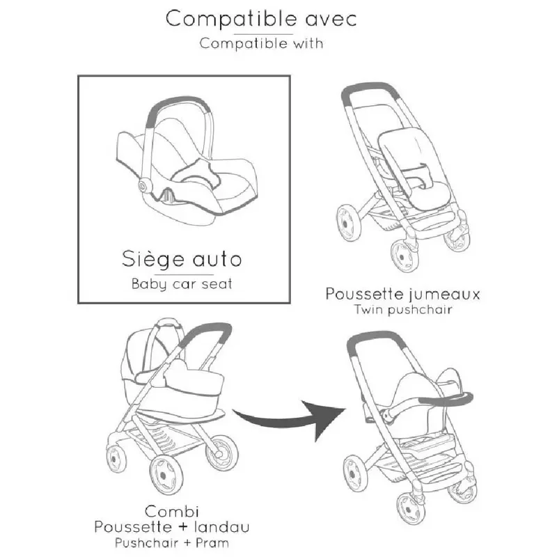 Poppenwagen - Maxi cosi zitje pop tot 42cm von Smoby in Rosa – Produktfoto 6 von 6
