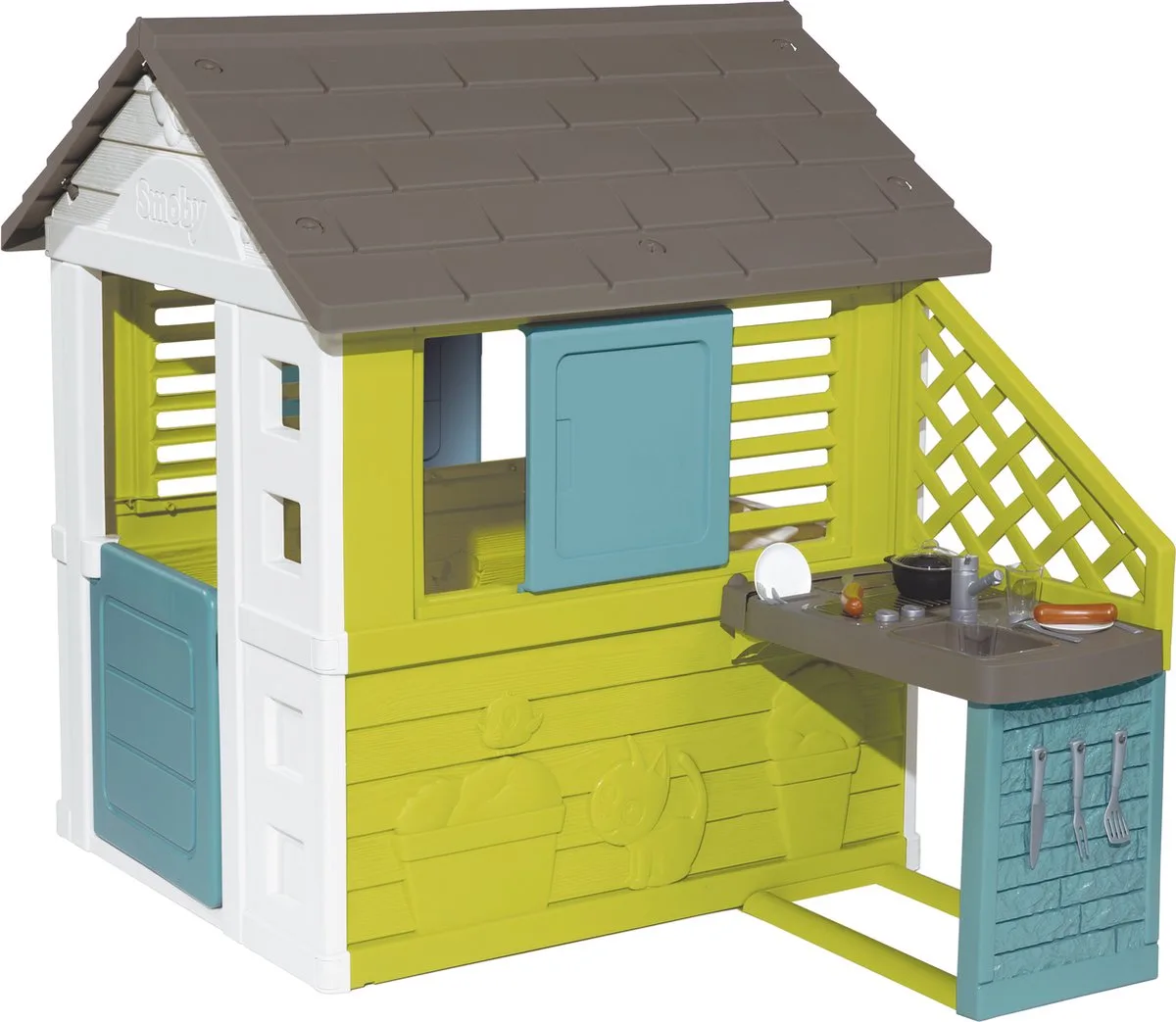 Pretty House + zomerkeuken - 145 x 110 x 127 cm - Speelhuis - Vanaf 3 jaar. von Smoby in Weiß – Produktfoto