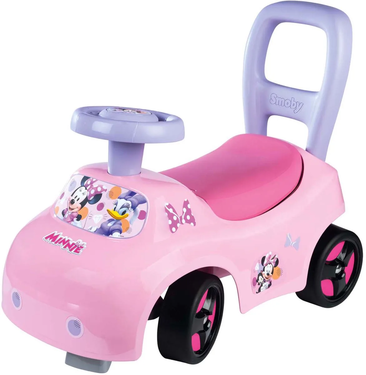Smoby - 2 in 1 autokinderwagen - Minnie - Doos onder het zadel + claxon - Vanaf 10 maanden - Made in France von Smoby in Mehrfarbig – Produktfoto