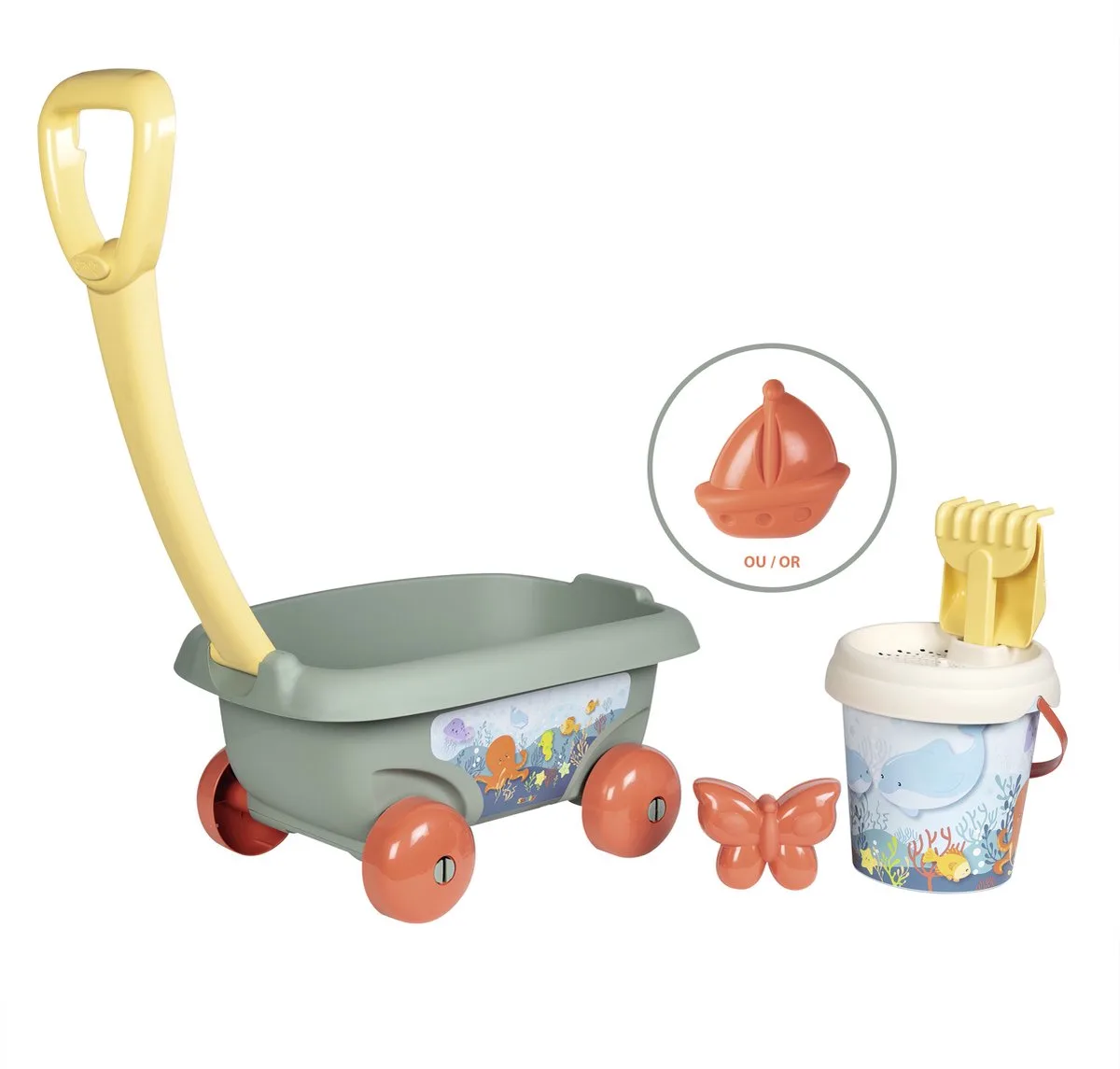 Smoby Green - Strandkarretje met emmer en accessoires - Vanaf 18m. de Smoby en Vert – photo du produit