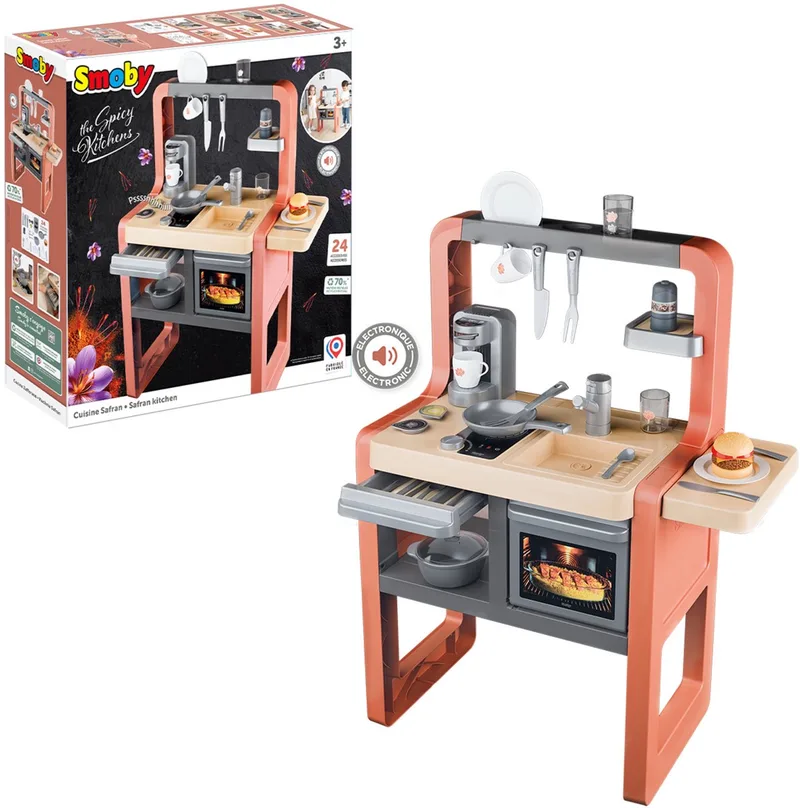 Speelgoedkeuken - Safraan keuken rollenspel met tal van accessoires från Smoby i Beige – produktbild